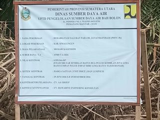 Pemprov Sumut Gelontorkan Rp6,9 Miliar untuk Rehabilitasi Irigasi Javacolonisasi di Simalungun.